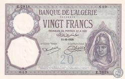 1928 Pick78b 619 20 Franc algérien  Unc