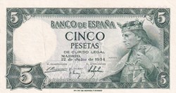 1954 Pick 146 5 Pesetas Banco de España Unc