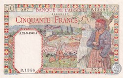 1942 Pick84 50 Franc algérien Unc