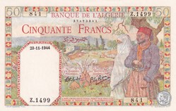 1944 Pick 87a 50 Franc algérien 841 Unc