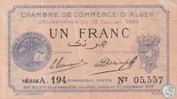 137-15-13/7/1920 Alger 1 Franc Cdc.(1)
