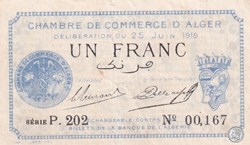 137-12-25/6/1919 Alger 1 Franc Cdc.(6)
