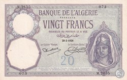 1928 Pick78b  20 Franc algérien 073 Spl