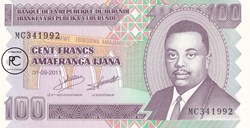 2011 Pick44b 100 FBu - Franc burundais Unc