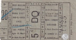Ticket billet tramway d'Alger "Chemins de Fer sur routes d'Algérie / Ligne St Eugène à Rovigo" Savon