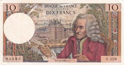 1967 Pick 147br 10 Francs Voltaire TB