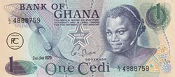 1976 Pick13c.1 1 GH₵ - Cedi ghanéen Unc
