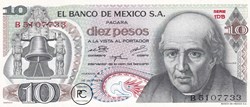 1974 Pick63g.4 10 $ - Peso mexicain Unc
