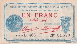 137-22-22/6/1921 Alger 1 Franc Cdc.(2)