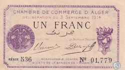 137-1 -3/9/1914 Alger 1 Franc Cdc. (11)