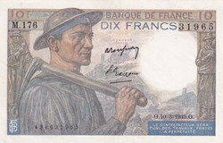 1949 Pick 99f 10 Francs Mineur Unc