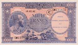 1962 Pick2a 1 000 FC - Franc congolais Unc