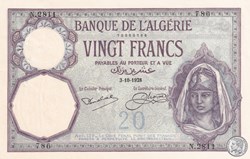 1928 Pick78b  20 Franc algérien 786 Spl