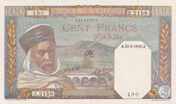 1945 Pick 85 100 Franc algérien 490 Unc