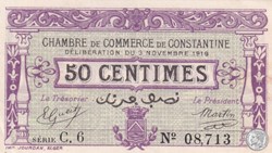 140-21- 3/11/1919 Constantine 50 Centimes Cdc Séries C6