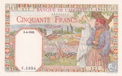 1945 Pick12 127 50 Franc algérien Unc