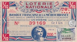 Loterie Algérienne 1/10éme 20eTranche 1955