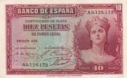 1935 Pick 86 10 Pesetas Banco de España Spl
