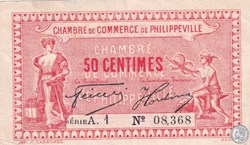 * 142-10- 24/1/1922 Philippeville 50 Centimes Cdc Série A1