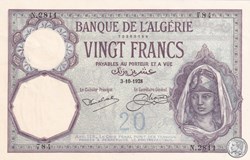 1928 Pick78b   20 Franc algérien 784 Spl
