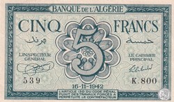 1942 Pick91 436 5 Franc algérien (6)