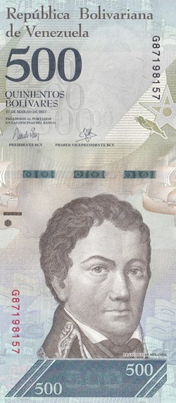 500 Bolívares Banco Central de Venezuela 23.03.2017 Unc Pick 94b