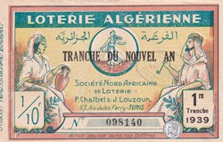 Loterie Algérienne 1/10éme 1ere Tranche 1939