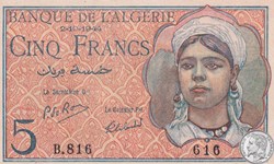 1944 Pick 94b 5 Franc algérien 616 (3) SPL