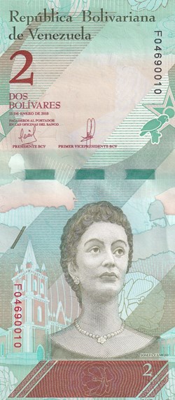 2 Bolívares Banco Central de Venezuela  15.01.2018 Unc Pick 101