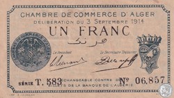 137-4-3/9/1914 Alger 1 Franc Cdc. (6)