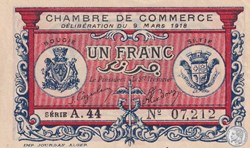 139-6- 9/3/1918 Bougie Sétif 1 Franc Cdc Séries A.44