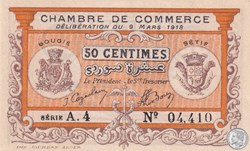 139-3- 9/3/1918 Bougie Sétif 50 cts Cdc Séries A.4