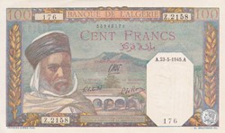 1945 Pick 85 100 Franc algérien 176 Unc