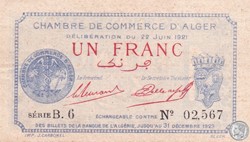 137-18-22/6/1921 Alger 1 Franc Cdc.(3)