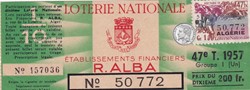 Loterie Algérienne 1/10éme 47éme Tranche 1957