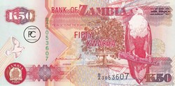 1992 Pick37a 50 ZK - Kwacha zambien Unc