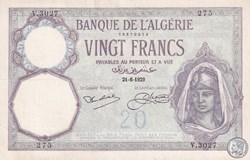 1929  Pick78b   20 Franc algérien  TTB+