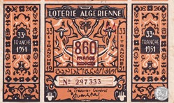 Loterie Algérienne    33éme Tranche 1951