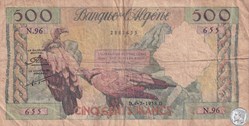 1958 Pick117 500 Francs Banque de l'Algérie TB