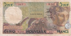 1959 Pick118a.2 H-242 465 5 Franc algérien TTB