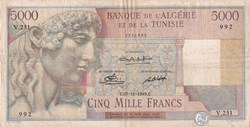 1949 Pick109a V-231 992 5.000 Francs Banque de l'Algérie et de la Tunisie TB