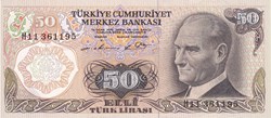 50 Türk Lirası Türkiye Cumhuriyet Merkez Bankası L. 1970 Unc Pick 188(1)