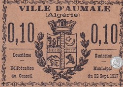 AUMALE  4 - 0,10 franc  1917