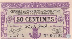 140-21- 3/11/1919 Constantine 50 Centimes Cdc Séries C2