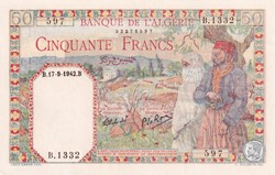 1942 Pick84 50 Franc algérien 597 Unc