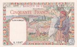 1942 Pick84 50 Franc algérien Unc