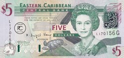 2003  Pick42g  5 EC$ - Dollar des Caraïbes orientales Unc