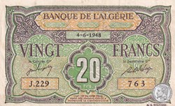 1948 Pick22a 20 Franc algérien Sup