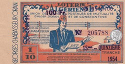 Loterie Algérienne 1/10éme 15émeTranche 1954