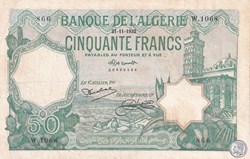 1932  Pick80  50 Franc algérien TTB
